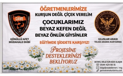 Eğitimde Şiddete Karşı El Ele: "Kurşun Değil Çiçek" Projesi Başladı! UTAK (Uluslararası Telsiz ve Arama Kurtarma) ve GAME (Gönüllü Afet Müdahale Ekibi), öğretmenlerimize destek ve moral sağlamak amacıyla yeni bir sosyal sorumluluk projesine imza atıyor. "Öğretmenlerimize Kurşun Değil 